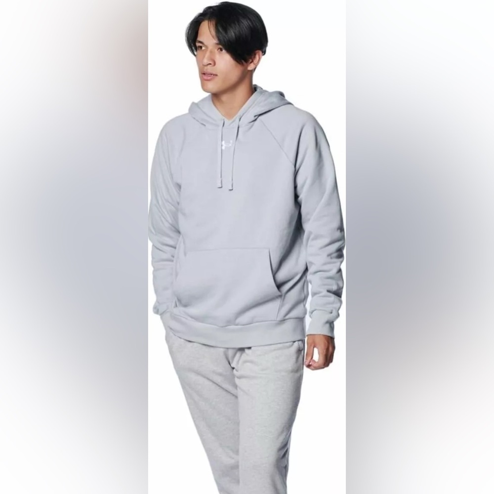 NWT [Under Armour] Rival Sportstyle Pullover Grey Hoodie Sweatshirt Men’s S or L - Picture 2 of 5